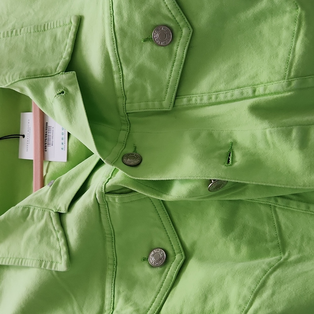 Mistress Rocks Lime Green Jean Jacket - Picture 4 of 5